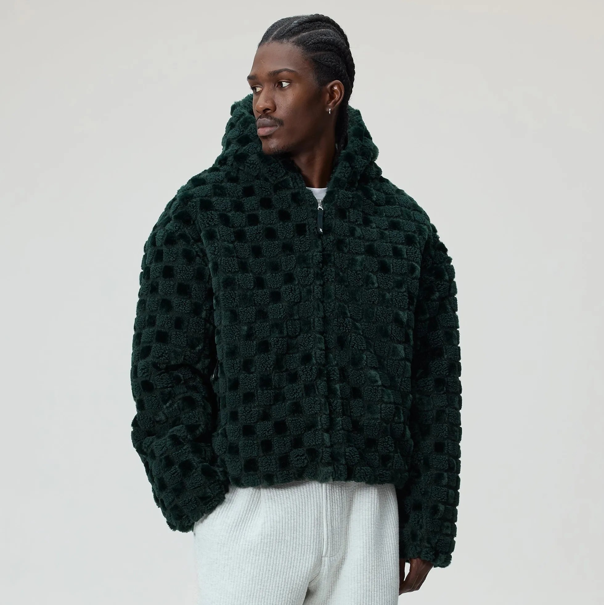 Blouson bomber à capuche court en fausse fourrure Kith