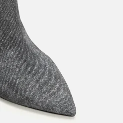 Botte souple à talon 85 en daim de veau effet denim