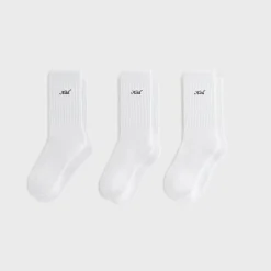 Chaussettes Kith pour femme, modèle classique Script, lot de 3, blanches