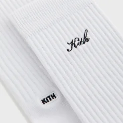 Chaussettes Kith pour femme, modèle classique Script, lot de 3, blanches