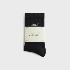 Chaussettes mi-mollet Kith pour femme, style script, couleur noire