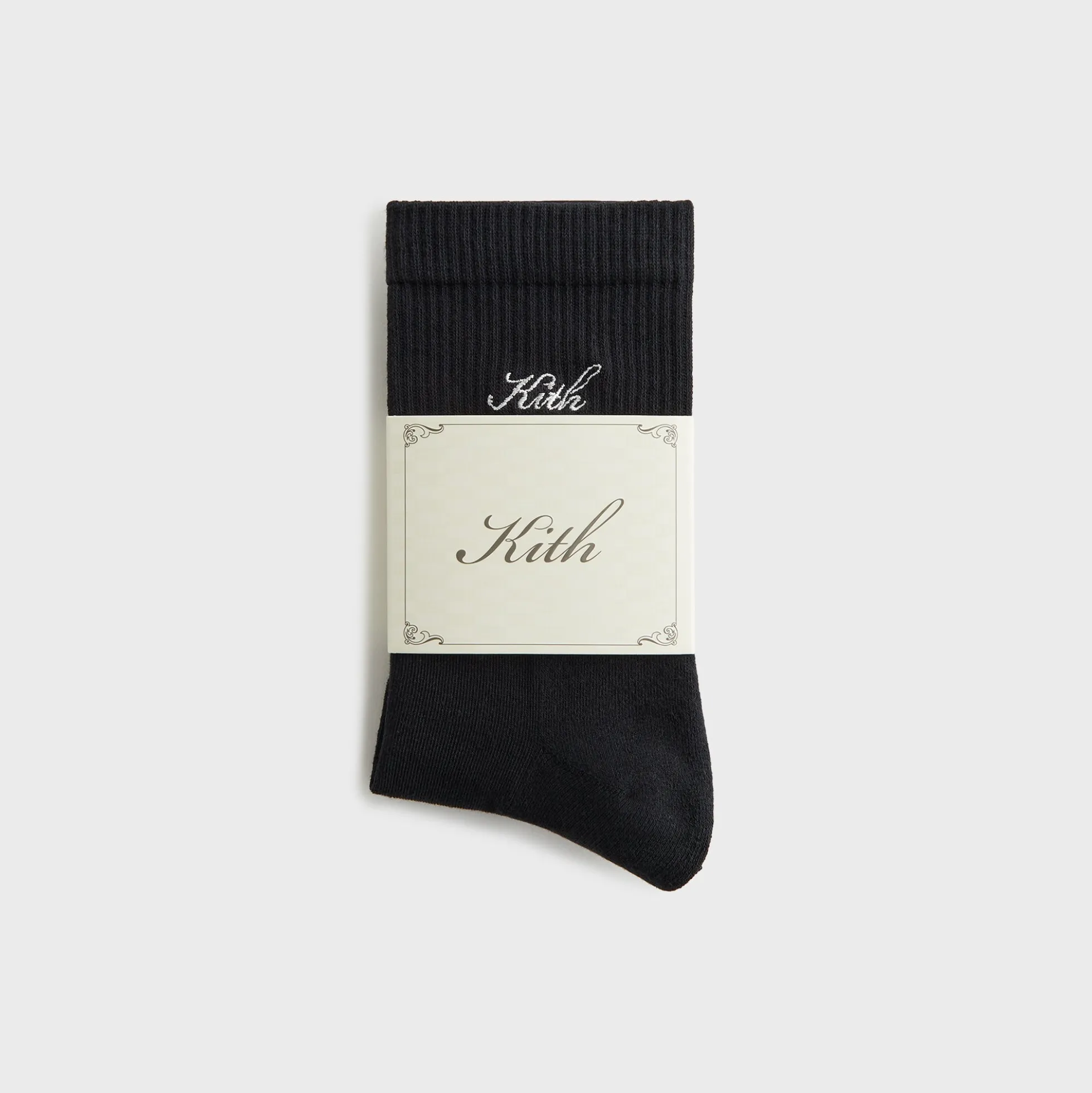 Chaussettes mi-mollet Kith pour femme, style script, couleur noire