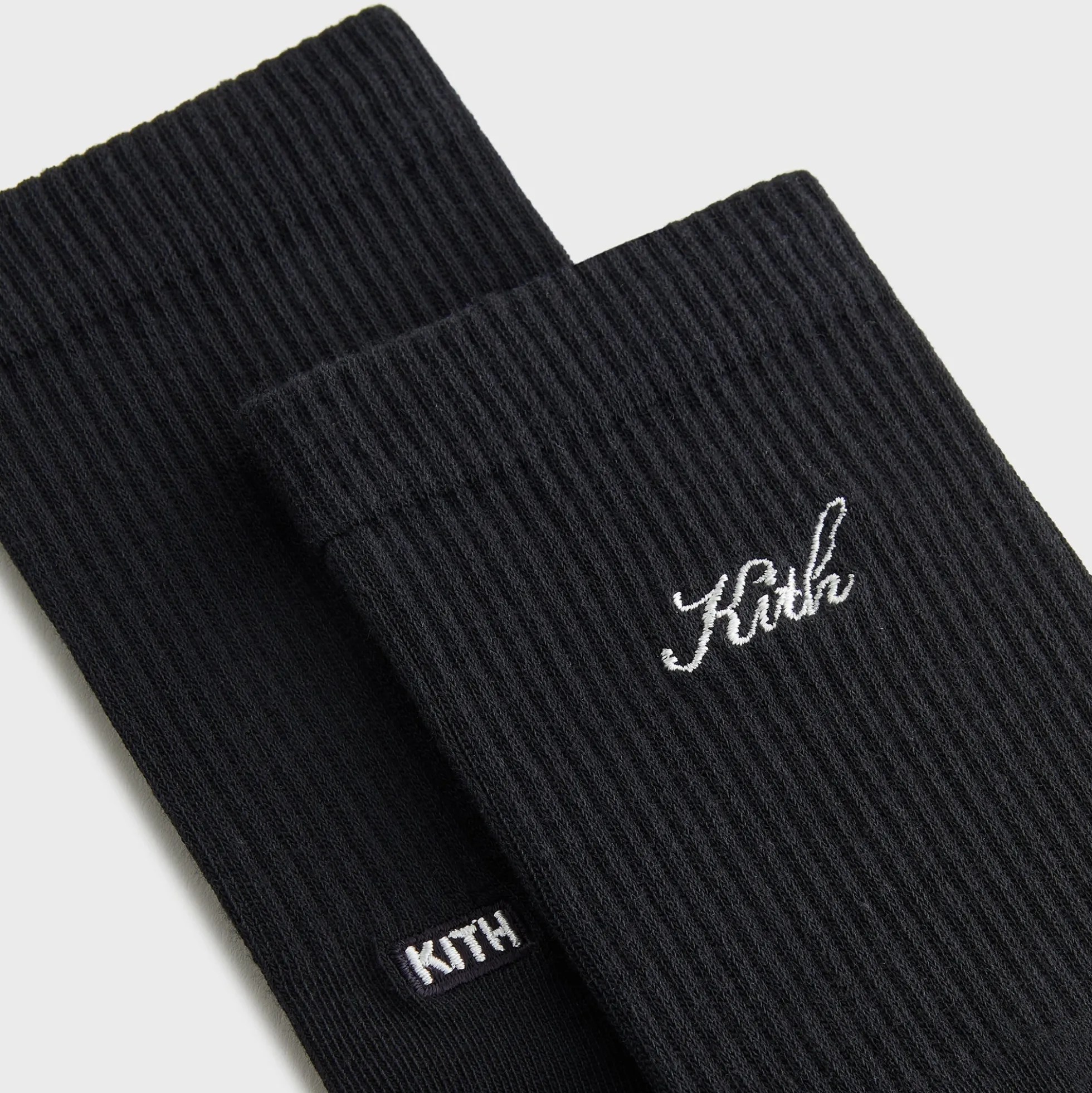 Chaussettes mi-mollet Kith pour femme, style script, couleur noire