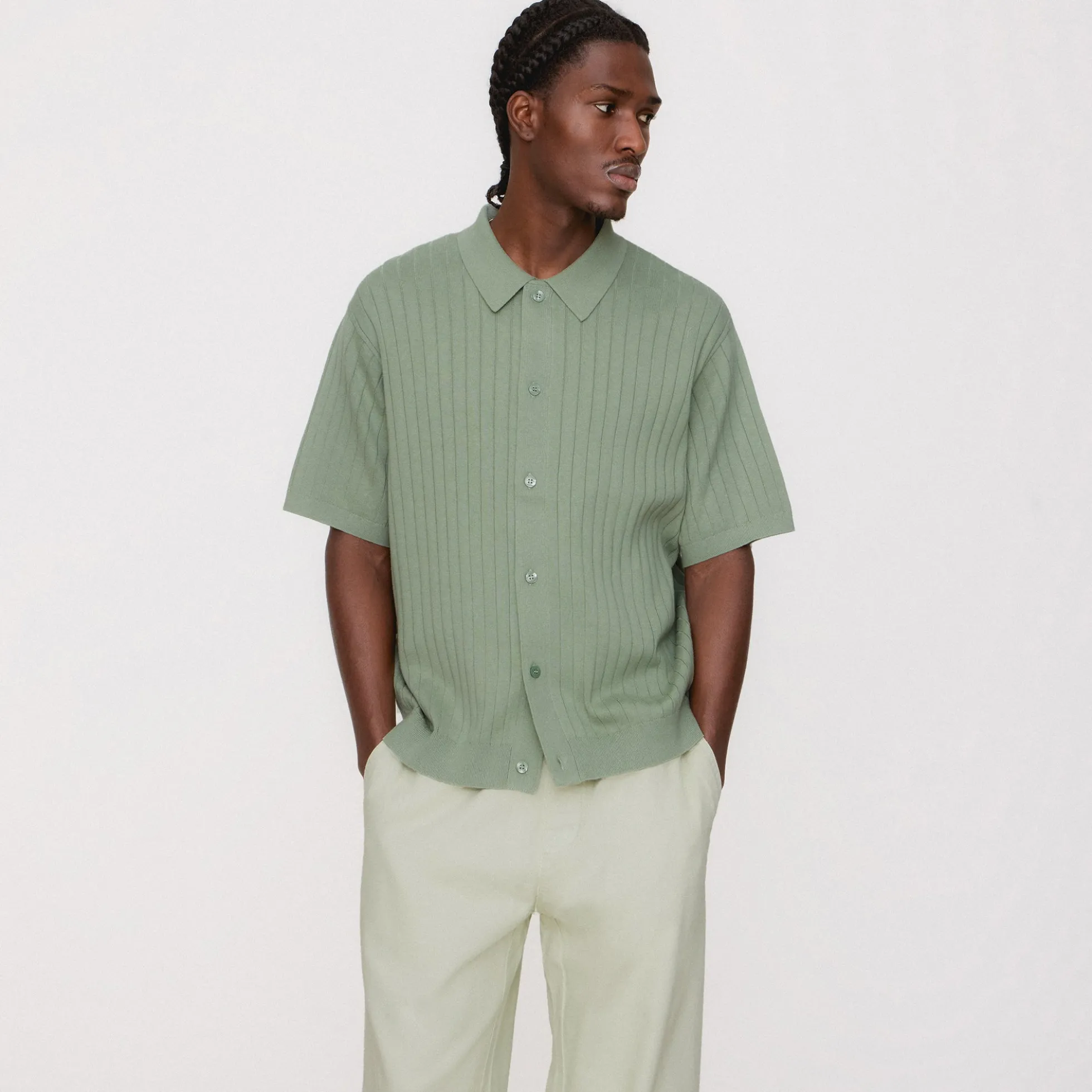 Chemise boutonnée à rayures en tricot Kith Rhys