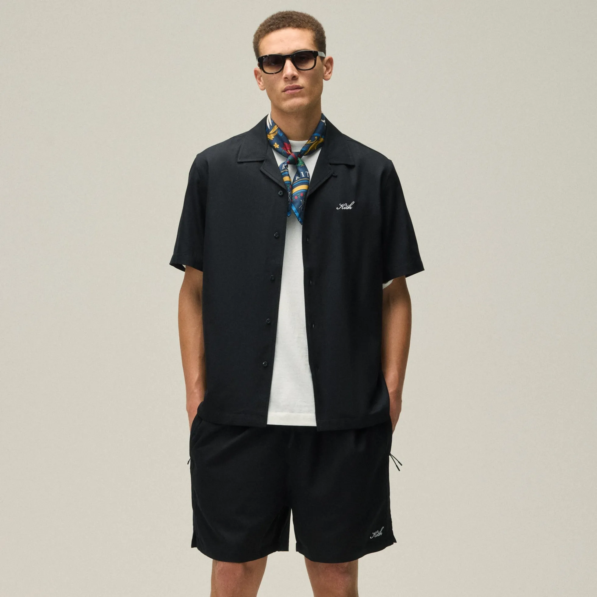 Chemise à col camp Thompson en soie et coton Kith