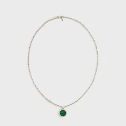 Collier amulette en malachite florissante