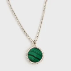 Collier amulette en malachite florissante