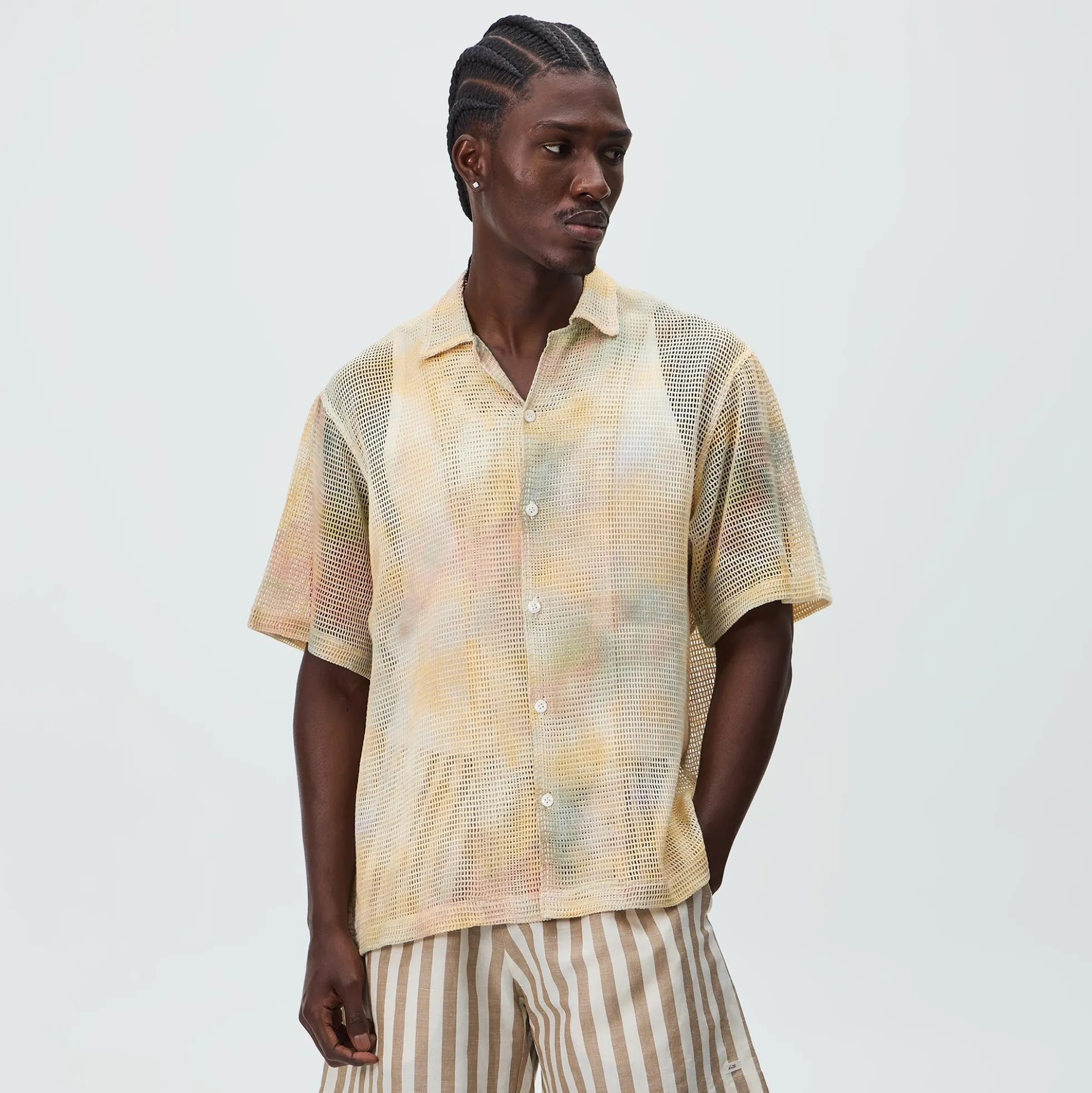 Kith Cloud Dye Cotton Mesh Thompson Camp Collar Shirt