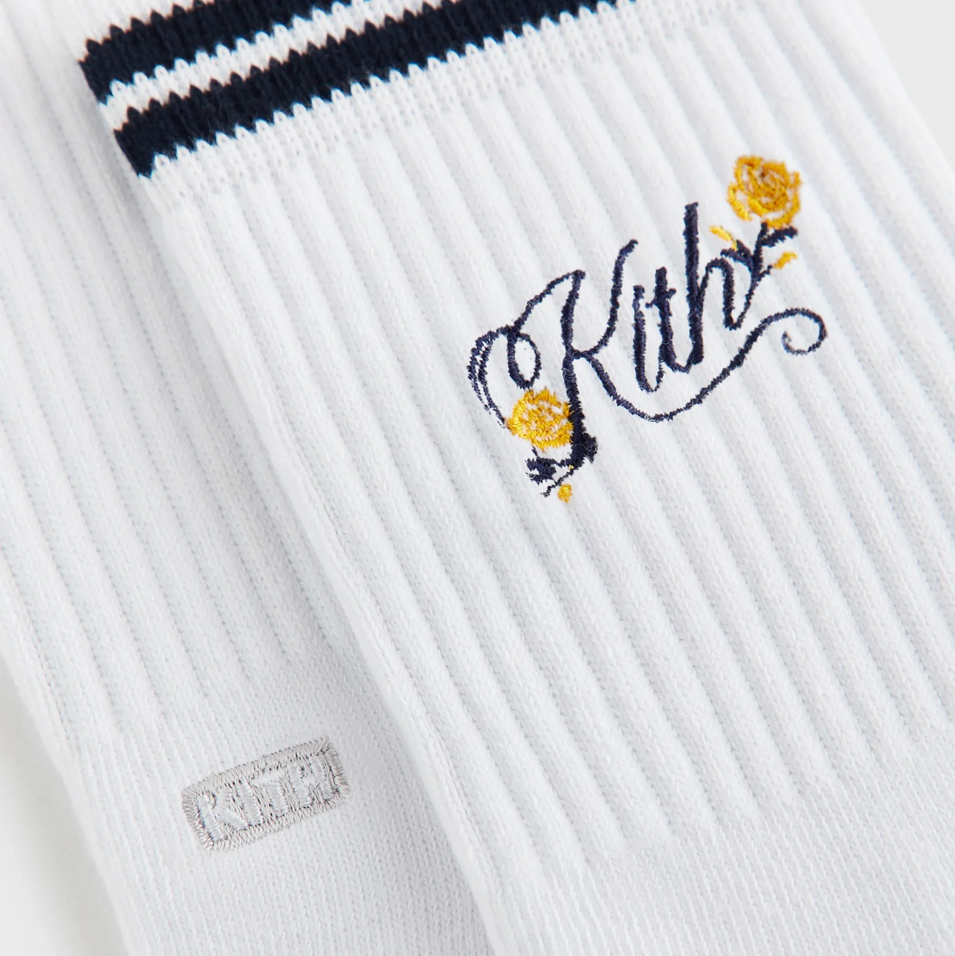 Kith Double Striped Floral Cotton Mid Crew Socks