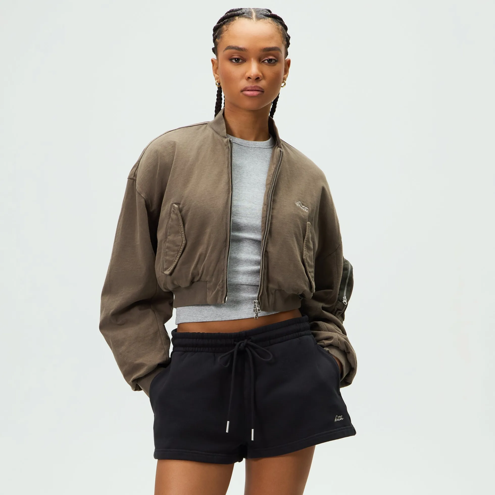 Kith Femme Loren Veste Bomber Courte en Daim