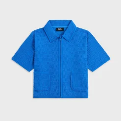 Kith Kids Textured Monogram Zip Front Camp Shirt
