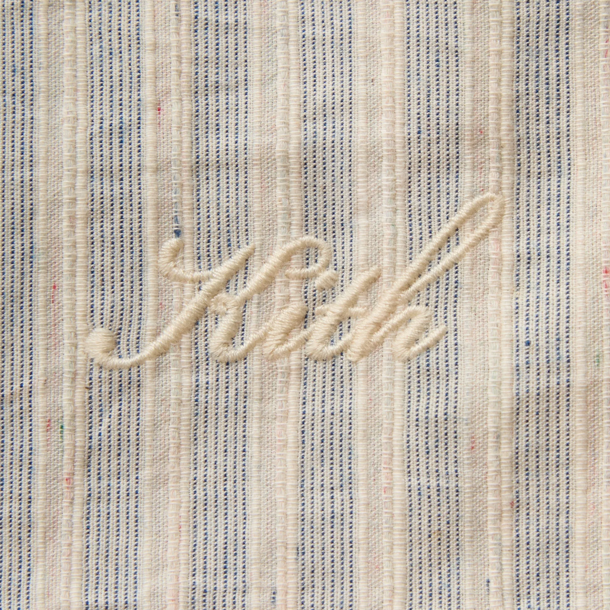 Kith Neon Slub Stripe Cropped Beckham Camp Collar Shirt