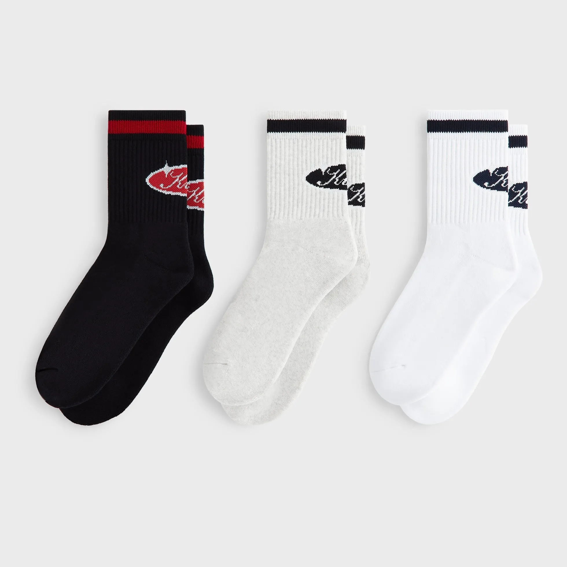 Lot de 3 paires de chaussettes mi-mollet rayées en coton Kith