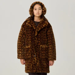 Manteau Royce monogrammé en fausse fourrure Kith Kids