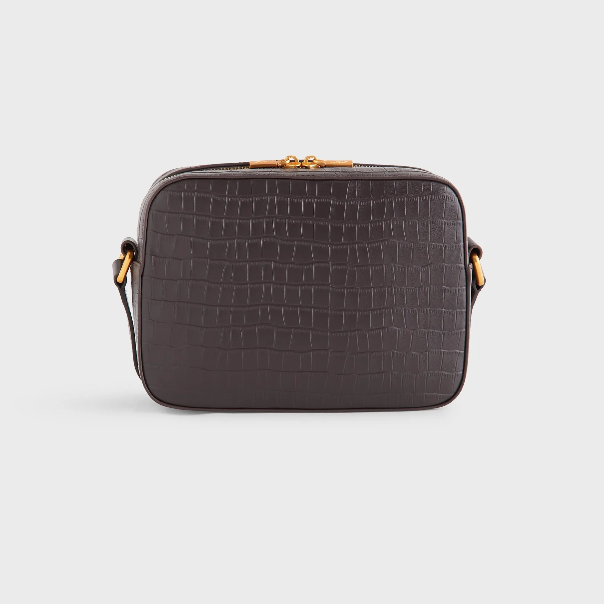 Sac bandoulière appareil photo en cuir embossé crocodile Kith