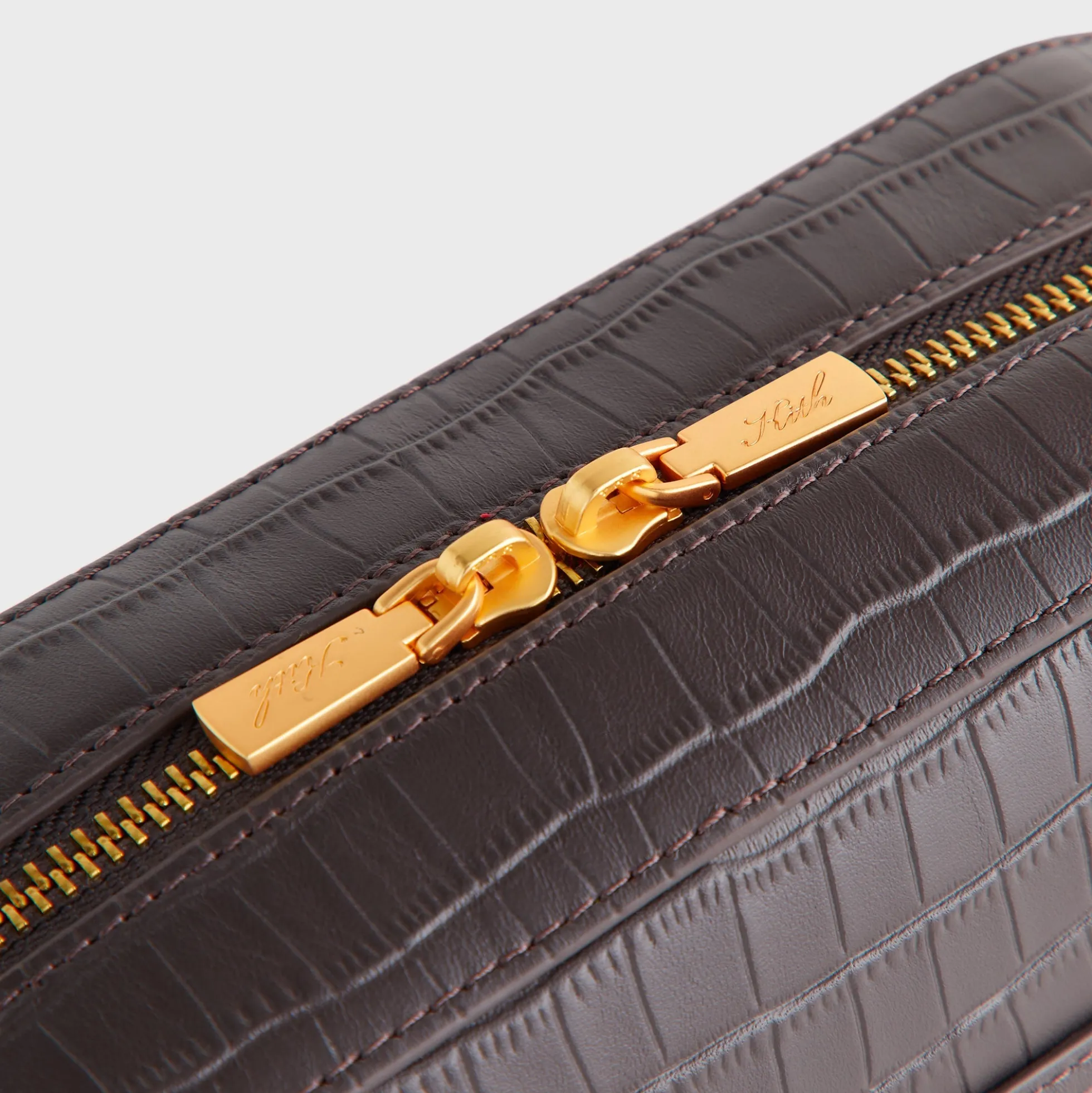 Sac bandoulière appareil photo en cuir embossé crocodile Kith