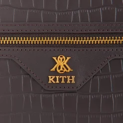 Sac bandoulière appareil photo en cuir embossé crocodile Kith