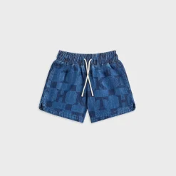 Short en jean monogrammé Kith Kids