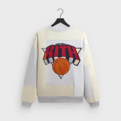 Sweat-shirt à col rond en polaire patchwork Kith for the New York Knicks