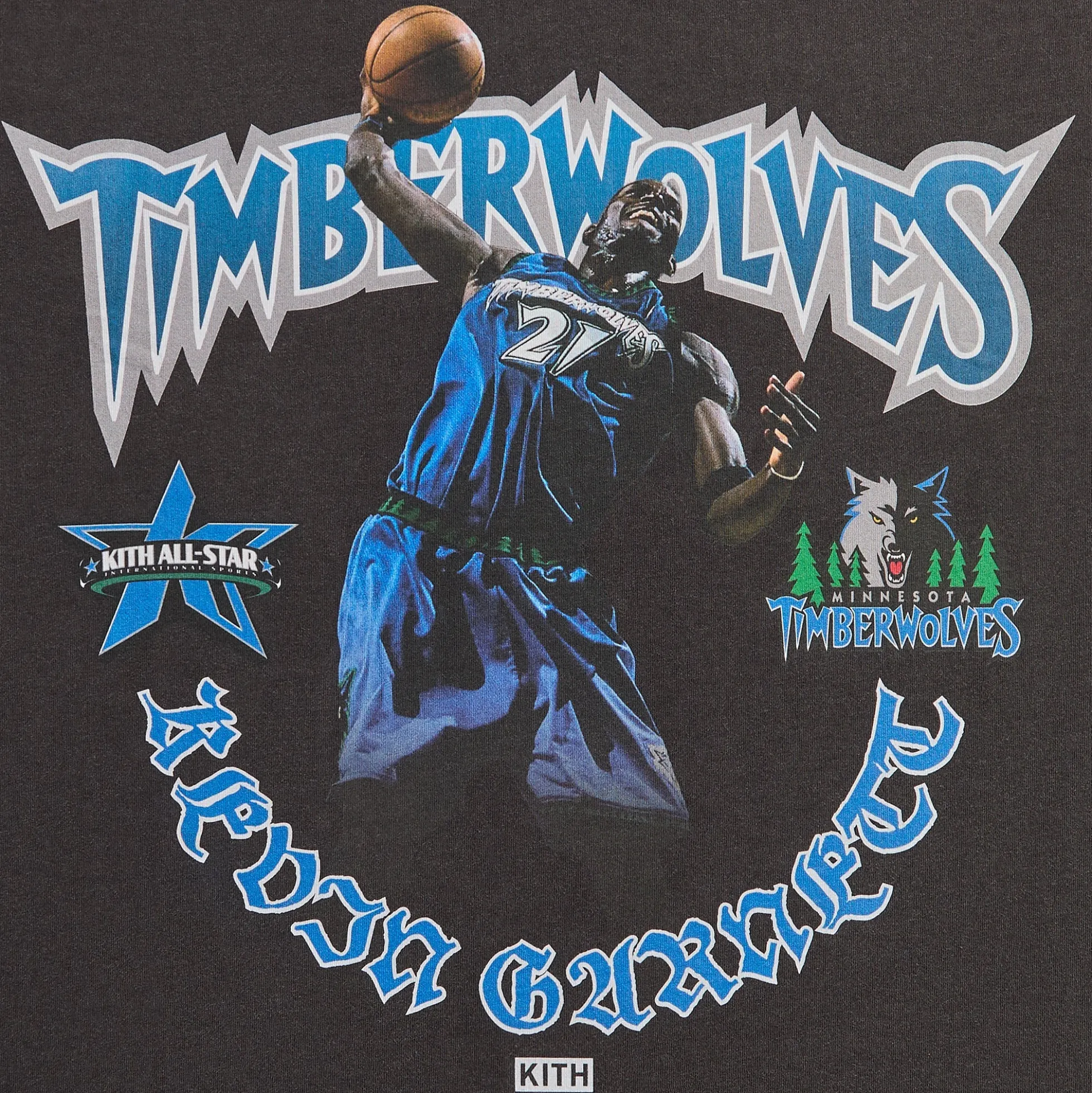 T-shirt vintage Kith pour Kevin Garnett, All-Star NBA des Minnesota Timberwolves