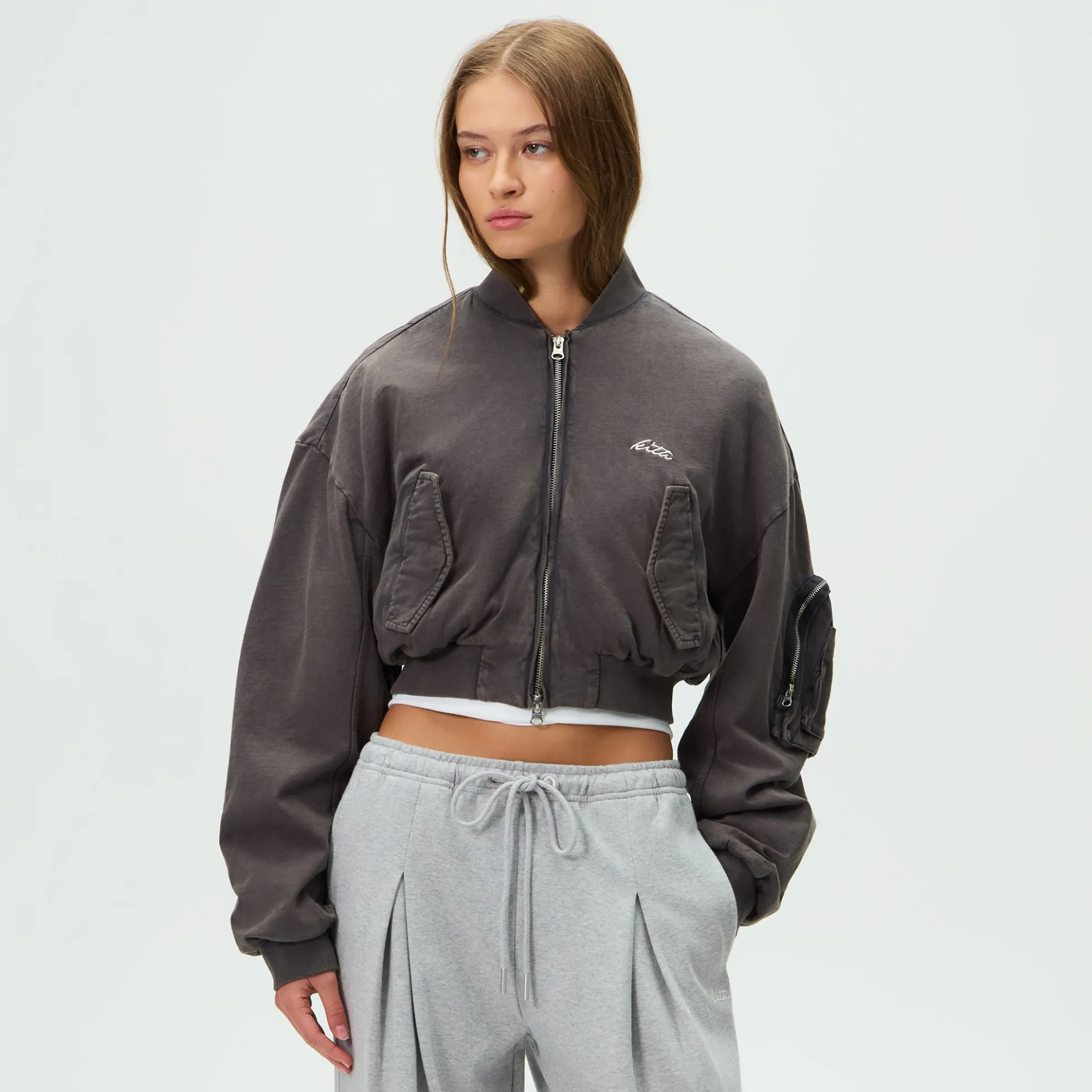 Veste bomber courte en daim Loren pour femme de Kith