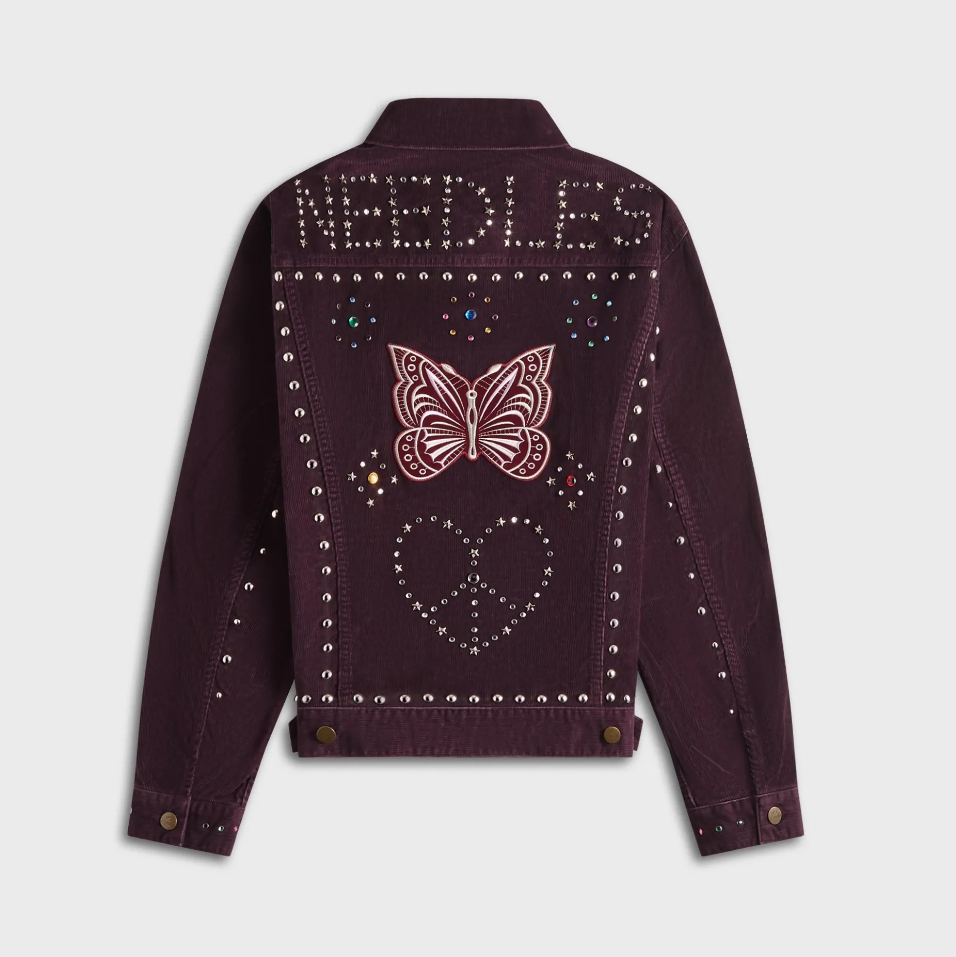 Veste en jean en velours côtelé 14W cloutée