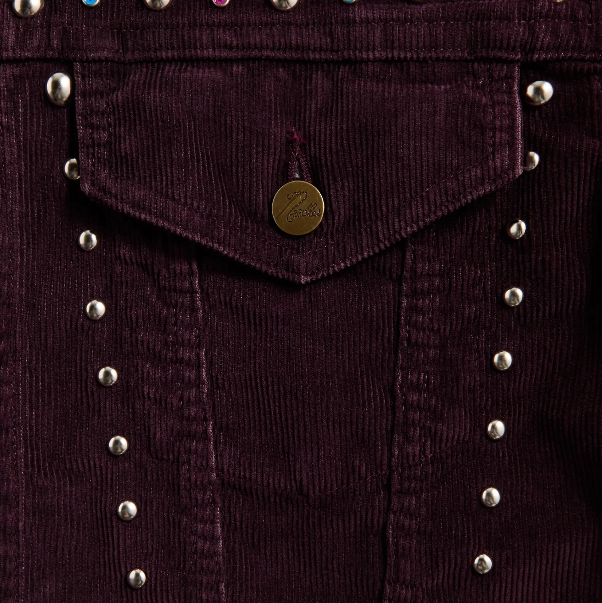 Veste en jean en velours côtelé 14W cloutée