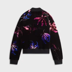 Veste en velours de soie et viscose à imprimé floral dragon